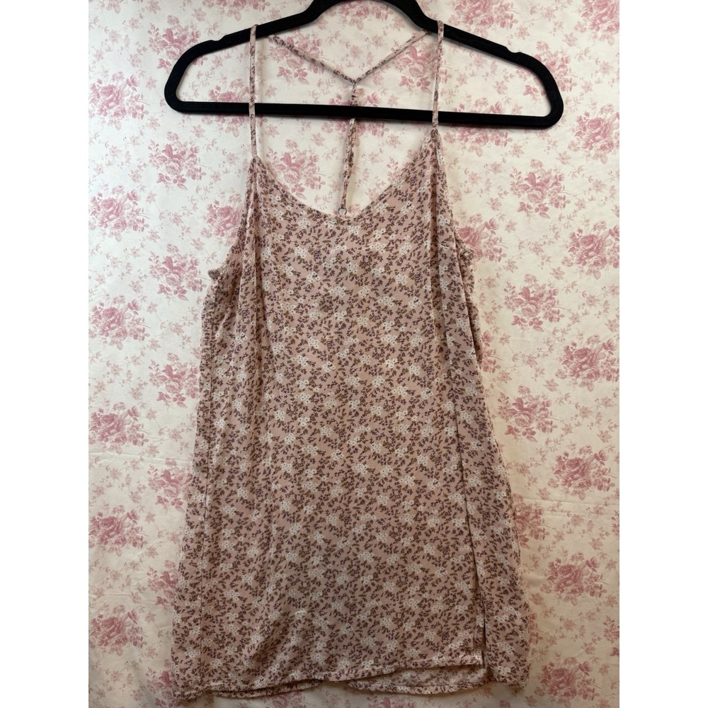 Aeropostale Floral Mini Dress Small Strappy Y2K Pink Purple V-Neck Sundress
